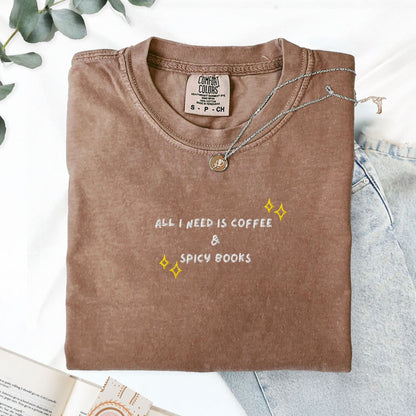 Pine Spice Books Coffee and Spicy Books Embroidered T-Shirt Coffee and Spicy Books Embroidered T-Shirt
