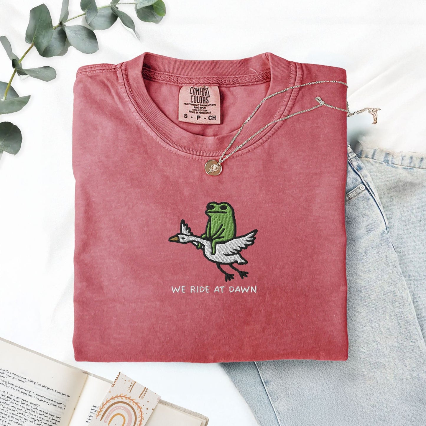 Pine Spice Books We Ride At Dawn Frog And Goose Embroidered T-Shirt We Ride At Dawn Frog And Goose Embroidered T-Shirt