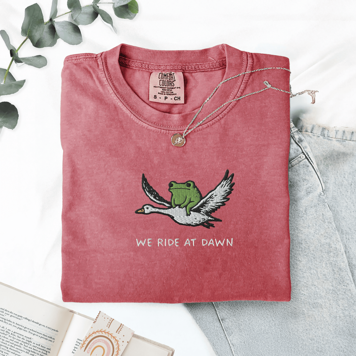 Pine Spice Books We Ride At Dawn Frog Goose Embroidered T-Shirt We Ride At Dawn Frog Goose Embroidered T-Shirt