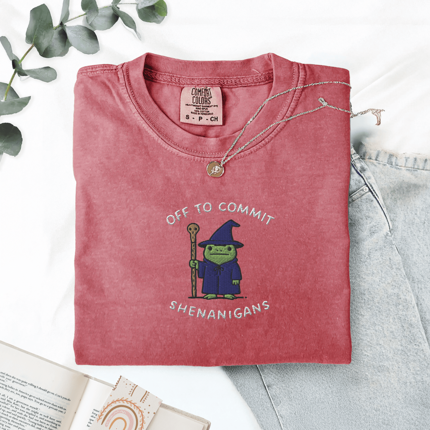 Pine Spice Books Wizard Frog Shirt Embroidered T-Shirt Wizard Frog Shirt Embroidered T-Shirt