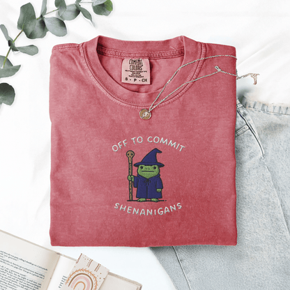 Pine Spice Books Wizard Frog Shirt Embroidered T-Shirt Wizard Frog Shirt Embroidered T-Shirt
