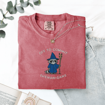 Pine Spice Books Wizard Raccoon Embroidered T-Shirt Wizard Raccoon Embroidered T-Shirt