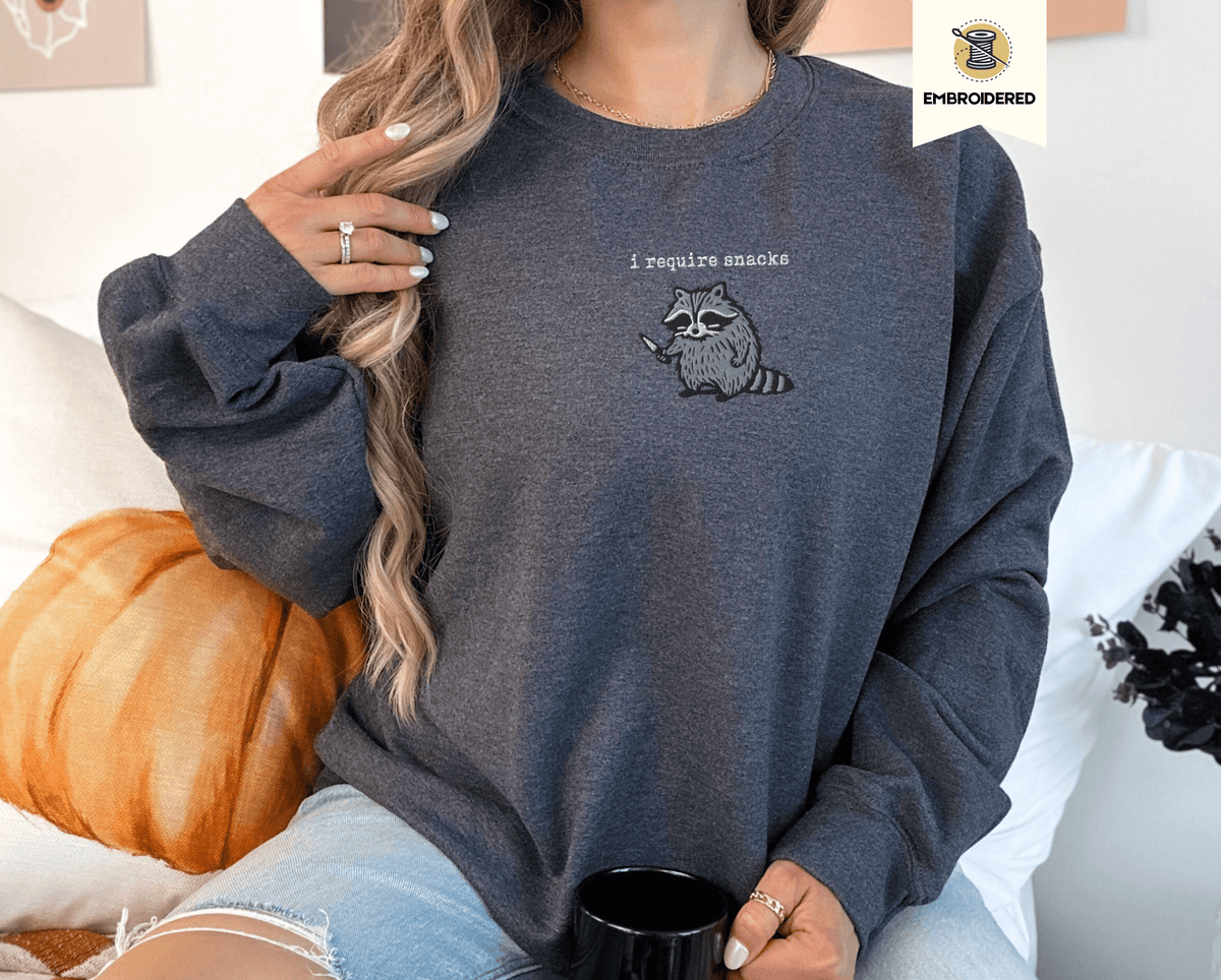 Pine Spice Books I Require Snacks Raccoon Sweatshirt I Require Snacks Raccoon Sweatshirt