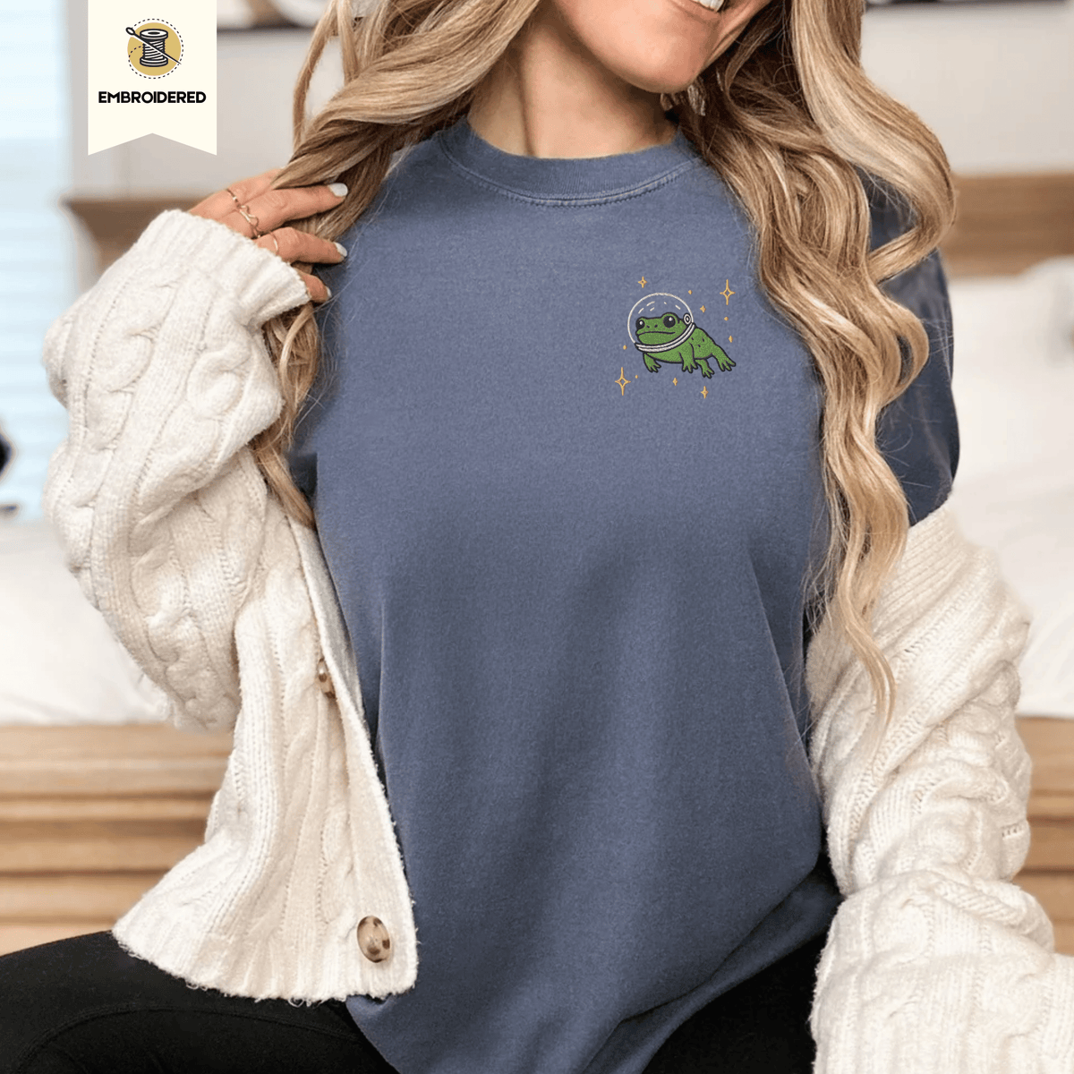 Pine Spice Books Space Frog Embroidered T-Shirt Space Frog Embroidered T-Shirt