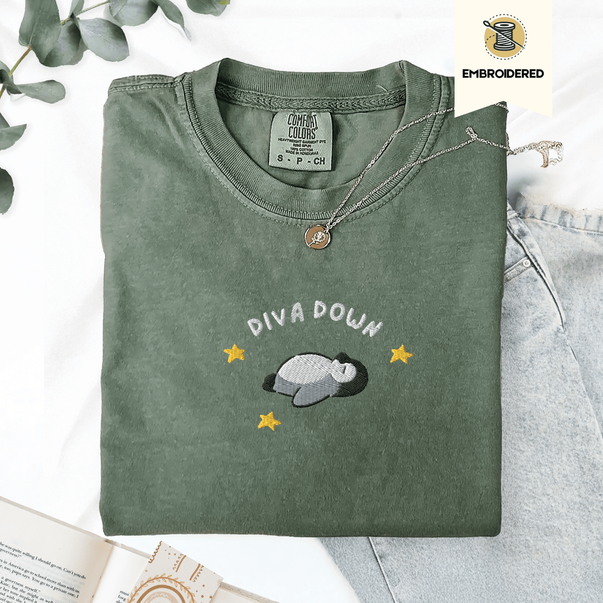 Pine Spice Books Diva Down Embroidered Penguin Shirt Diva Down Embroidered Penguin Shirt