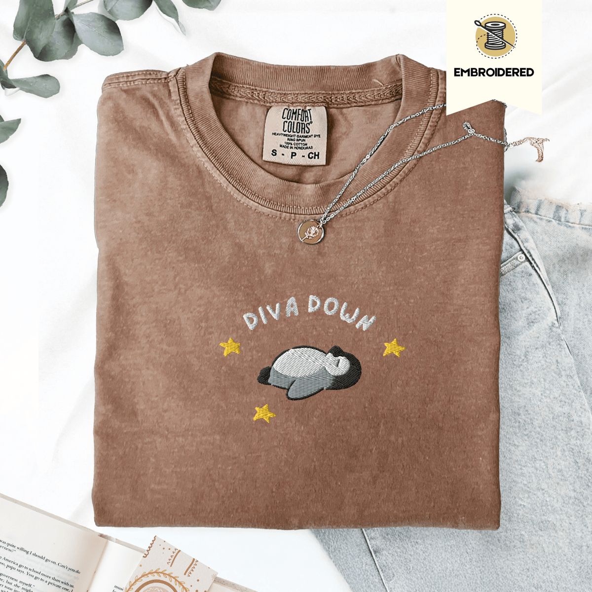 Pine Spice Books Diva Down Embroidered Penguin Shirt Diva Down Embroidered Penguin Shirt