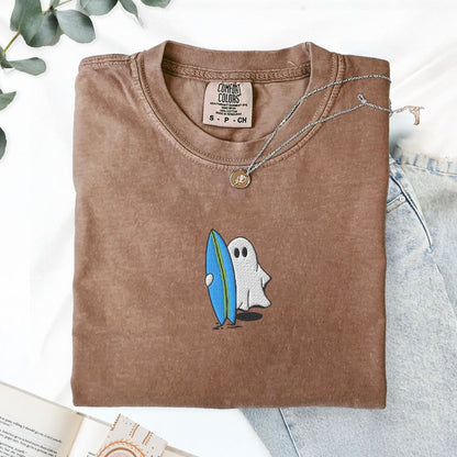 Pine Spice Books Surfing Ghost Embroidered T-Shirt Surfing Ghost Embroidered T-Shirt
