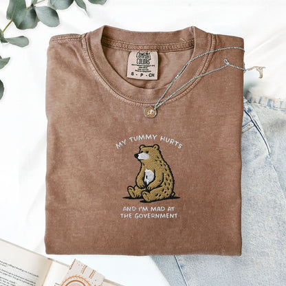 Pine Spice Books Tummy Hurts Embroidered T-Shirt Tummy Hurts Embroidered T-Shirt