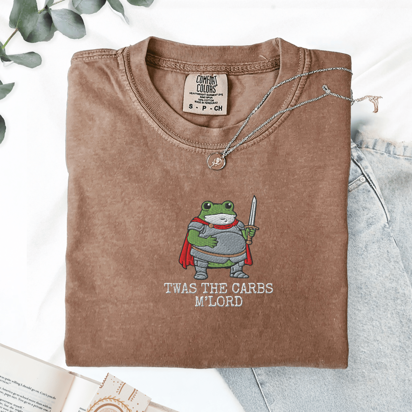 Pine Spice Books Twas The Carbs M'lord Embroidered Frog Shirt Twas The Carbs M'lord Embroidered Frog Shirt