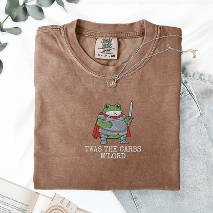 Pine Spice Books Twas The Carbs M'lord Embroidered Frog Shirt Twas The Carbs M'lord Embroidered Frog Shirt