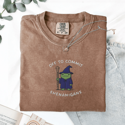 Pine Spice Books Wizard Frog Shirt Embroidered T-Shirt Wizard Frog Shirt Embroidered T-Shirt
