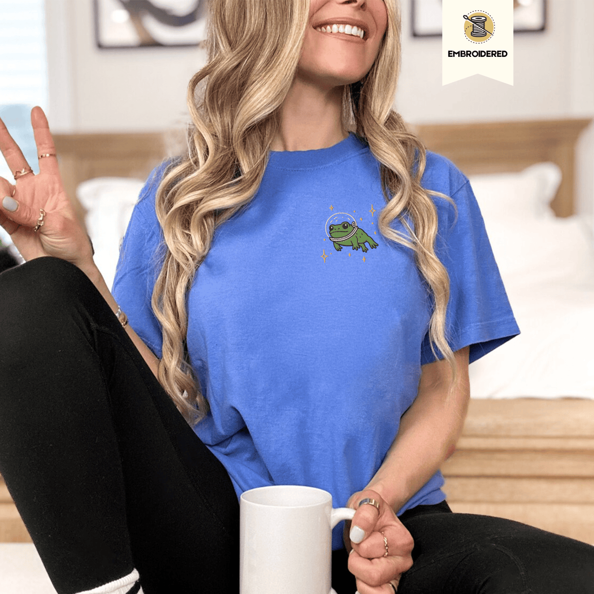 Pine Spice Books Space Frog Embroidered T-Shirt Space Frog Embroidered T-Shirt