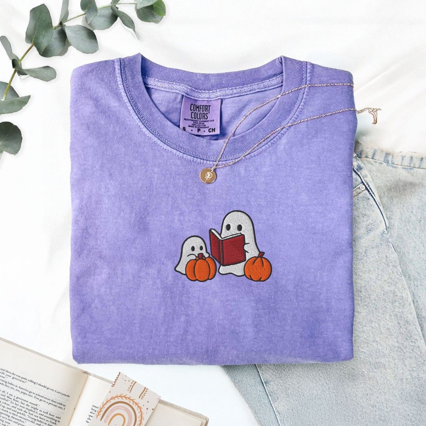 Pine Spice Books Ghost Stories Embroidered T-Shirt Ghost Stories Embroidered T-Shirt