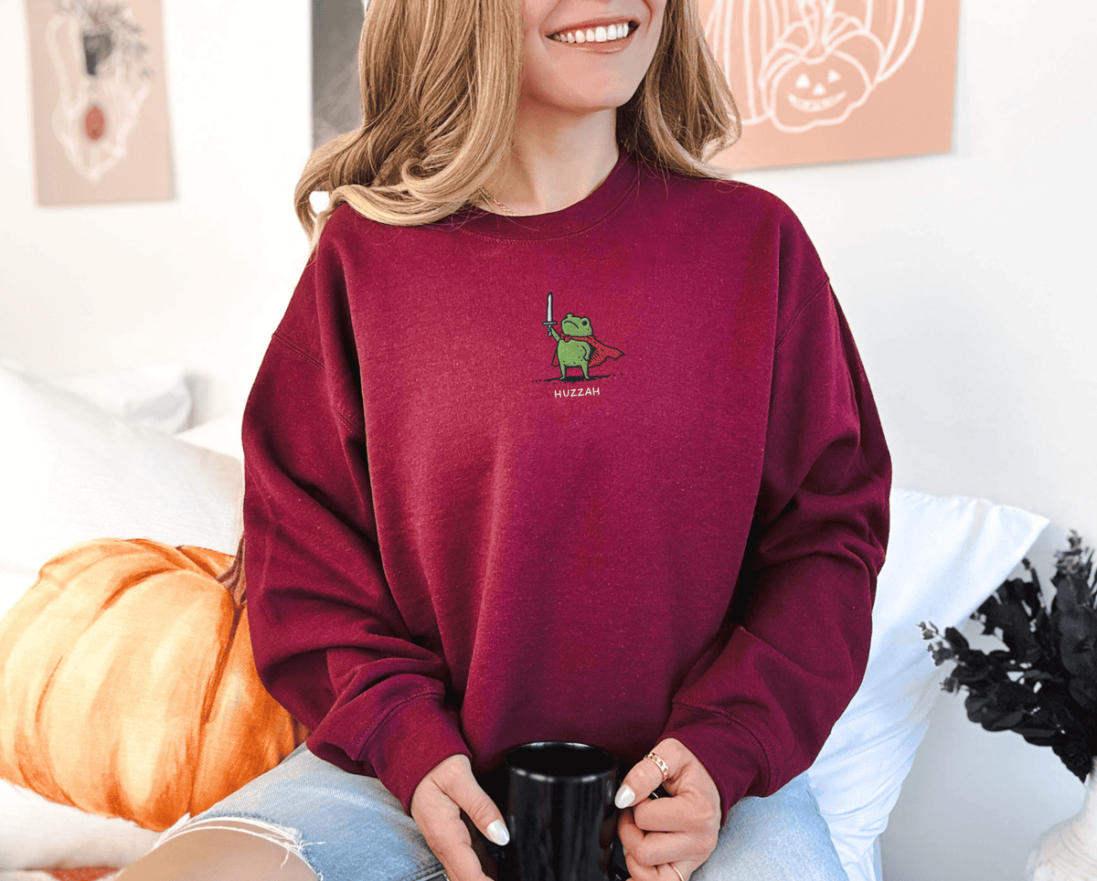 Pine Spice Books Huzzah Frog Sweatshirt Huzzah Frog Sweatshirt