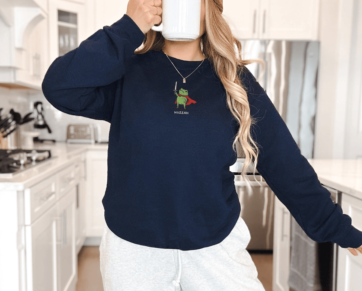 Pine Spice Books Huzzah Frog Sweatshirt Huzzah Frog Sweatshirt