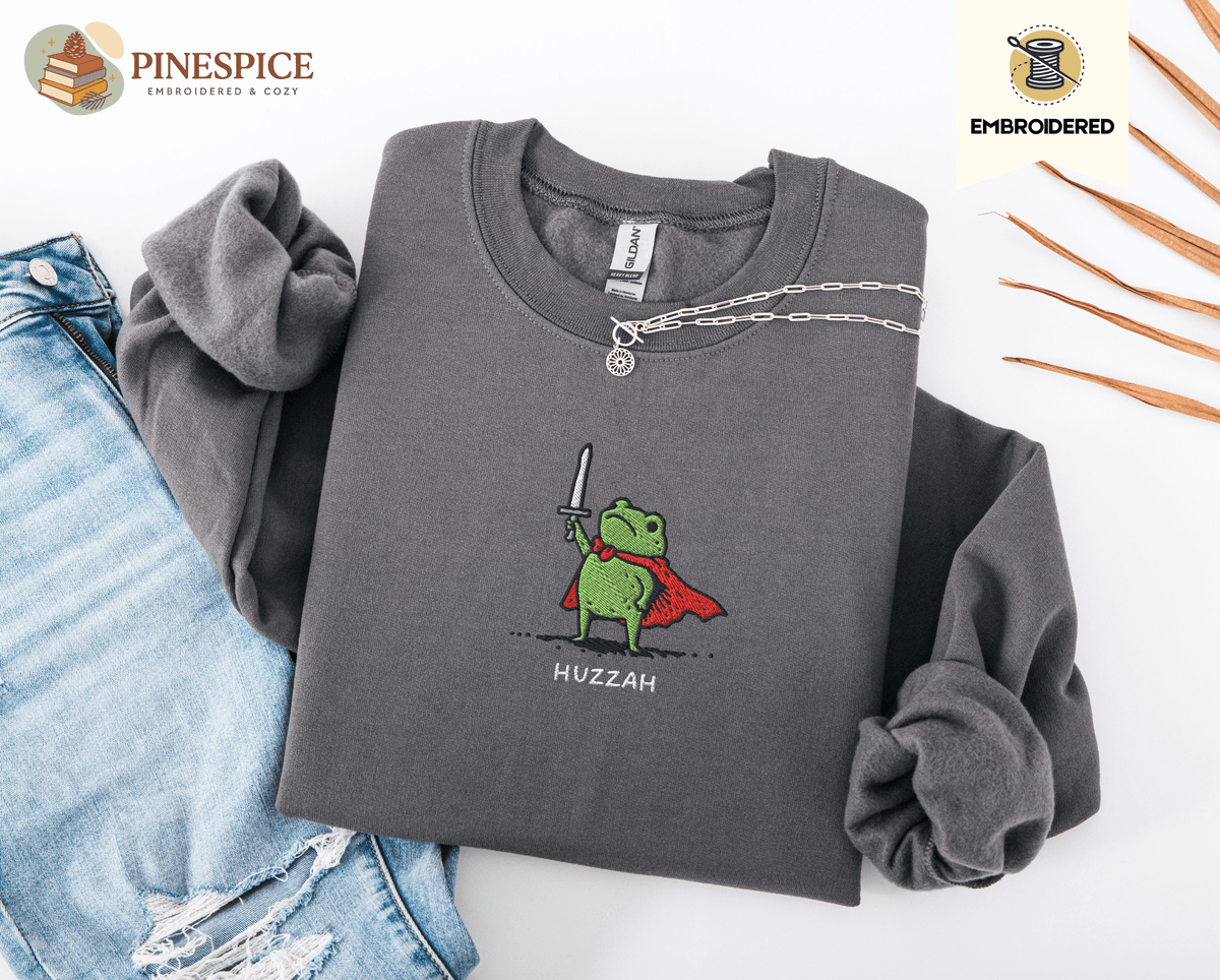 Pine Spice Books Huzzah Frog Sweatshirt Huzzah Frog Sweatshirt