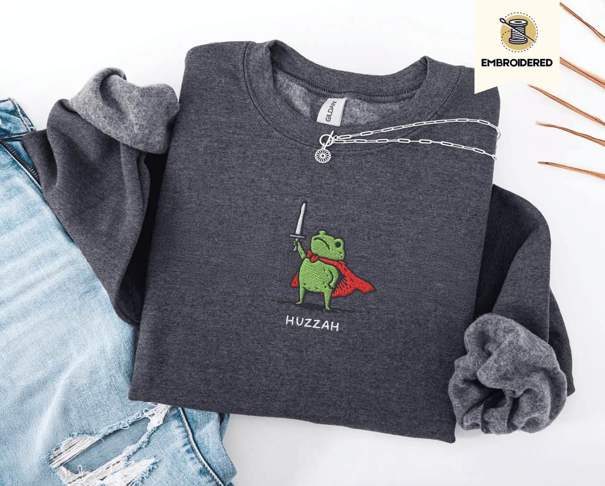 Pine Spice Books Huzzah Frog Sweatshirt Huzzah Frog Sweatshirt