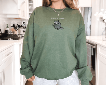 Pine Spice Books I Require Snacks Raccoon Sweatshirt I Require Snacks Raccoon Sweatshirt