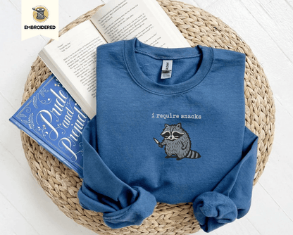 Pine Spice Books I Require Snacks Raccoon Sweatshirt I Require Snacks Raccoon Sweatshirt
