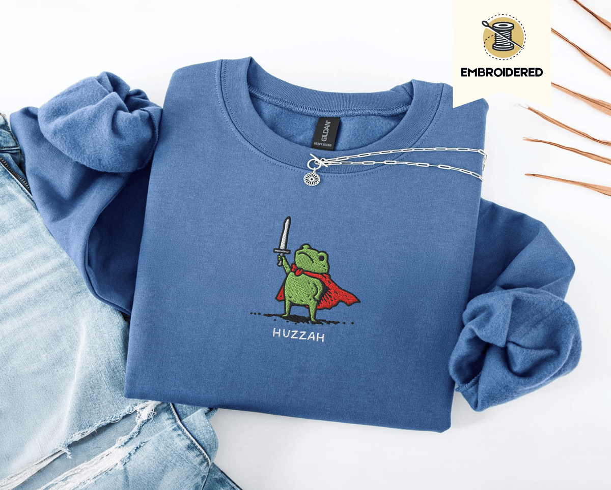 Pine Spice Books Huzzah Frog Sweatshirt Huzzah Frog Sweatshirt