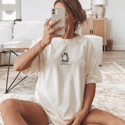 Pine Spice Books Flight Was Never An Option Penguin Embroidered T-Shirt Flight Was Never An Option Penguin Embroidered T-Shirt