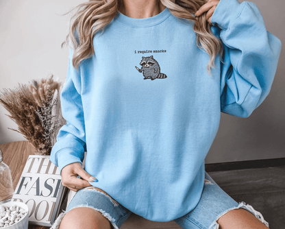 Pine Spice Books I Require Snacks Raccoon Sweatshirt I Require Snacks Raccoon Sweatshirt