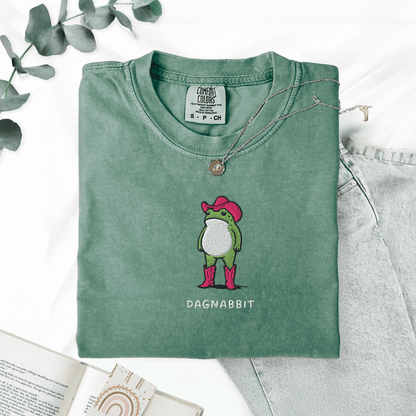 Pine Spice Books Dagnabbit Cowboy Frog Embroidered T-Shirt Dagnabbit Cowboy Frog Embroidered T-Shirt
