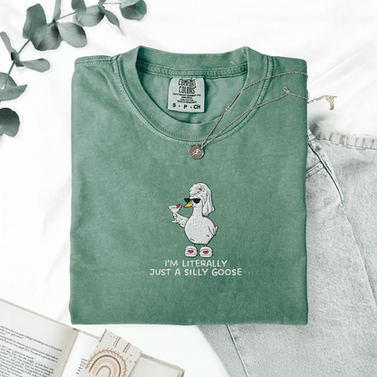 Pine Spice Books I’m Literally Just A Silly Goose Embroidered Shirt I’m Literally Just A Silly Goose Embroidered Shirt