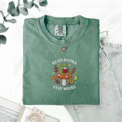 Pine Spice Books Read Books Stay Weird Mushroom Frog T-Shirt Read Books Stay Weird Mushroom Frog T-Shirt