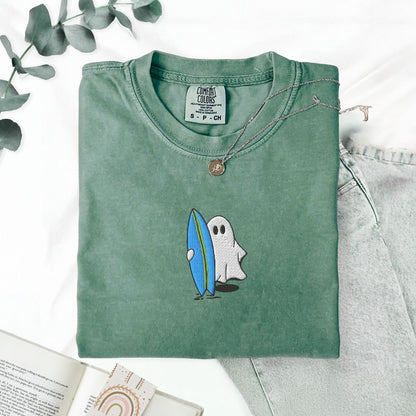 Pine Spice Books Surfing Ghost Embroidered T-Shirt Surfing Ghost Embroidered T-Shirt