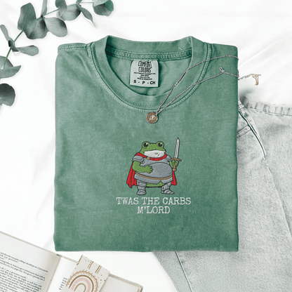Pine Spice Books Twas The Carbs M'lord Embroidered Frog Shirt Twas The Carbs M'lord Embroidered Frog Shirt
