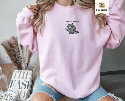 Pine Spice Books I Require Snacks Raccoon Sweatshirt I Require Snacks Raccoon Sweatshirt