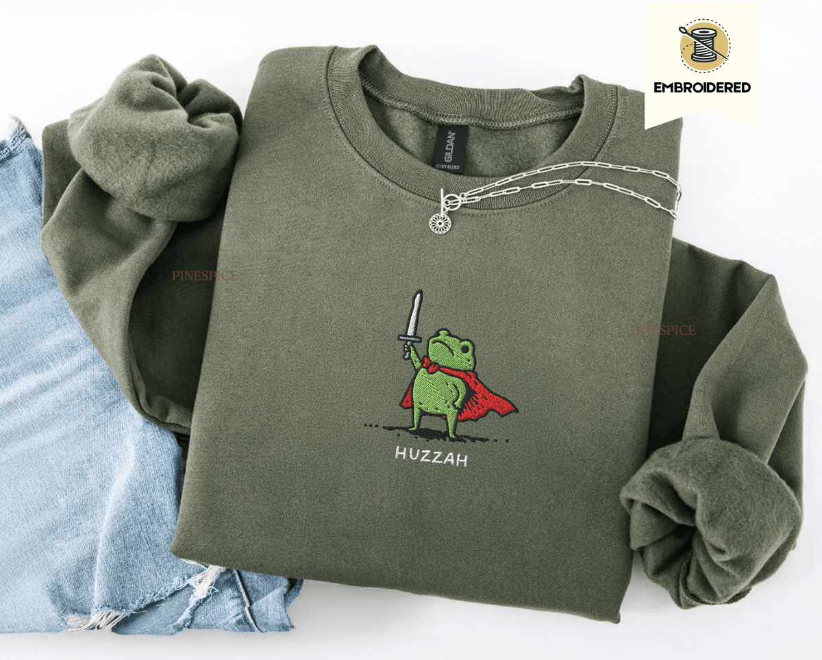 Pine Spice Books Huzzah Frog Sweatshirt Huzzah Frog Sweatshirt
