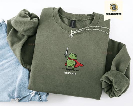 Pine Spice Books Huzzah Frog Sweatshirt Huzzah Frog Sweatshirt