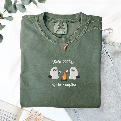 Pine Spice Books Life’s Better by the Campfire Ghost T-Shirt Life’s Better by the Campfire Ghost T-Shirt