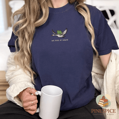 Pine Spice Books We Ride At Dawn Frog Goose Embroidered T-Shirt We Ride At Dawn Frog Goose Embroidered T-Shirt