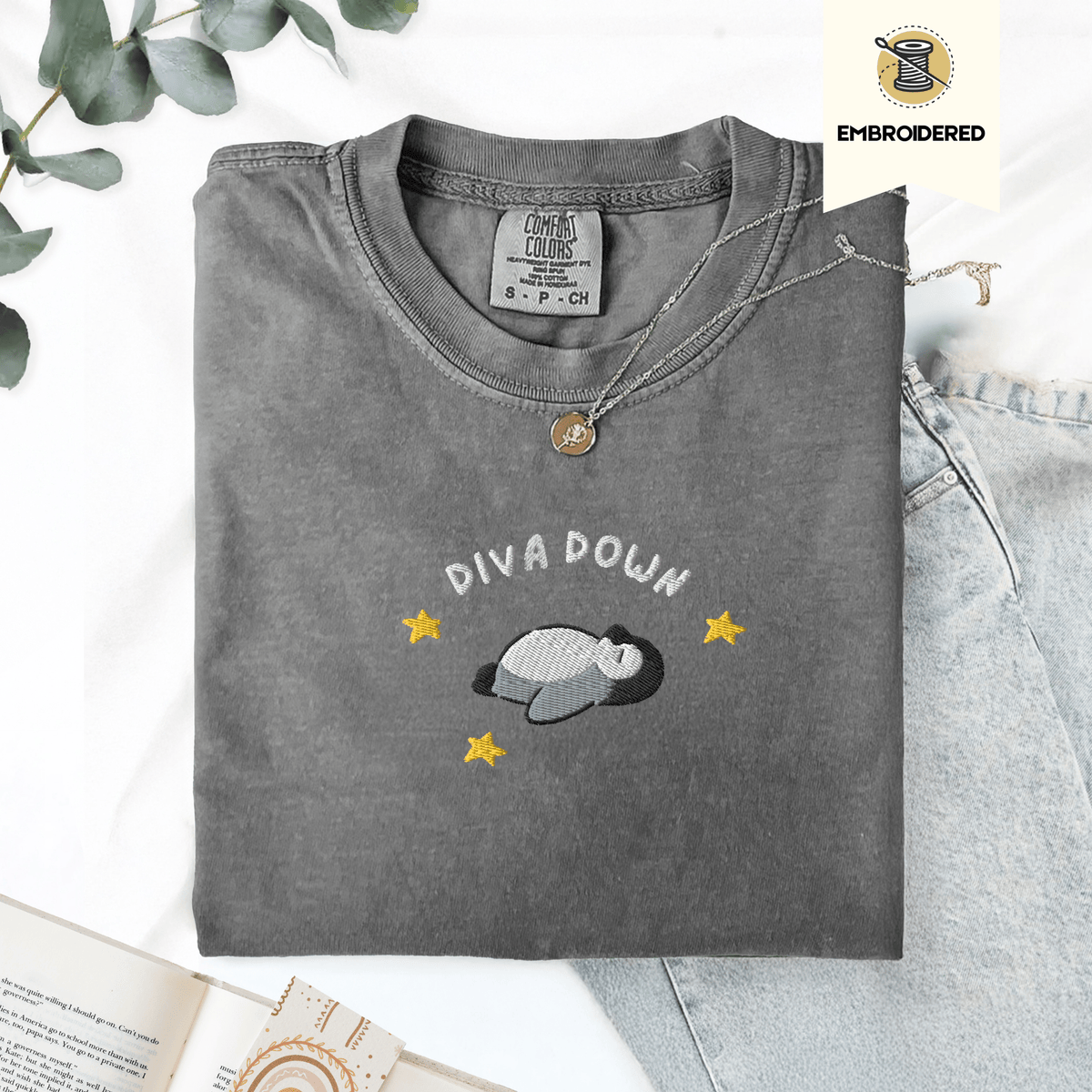 Pine Spice Books Diva Down Embroidered Penguin Shirt Diva Down Embroidered Penguin Shirt