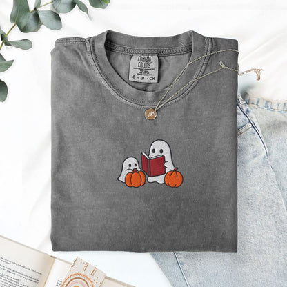 Pine Spice Books Ghost Stories Embroidered T-Shirt Ghost Stories Embroidered T-Shirt