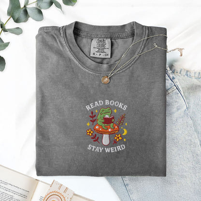 Pine Spice Books Read Books Stay Weird Mushroom Frog T-Shirt Read Books Stay Weird Mushroom Frog T-Shirt