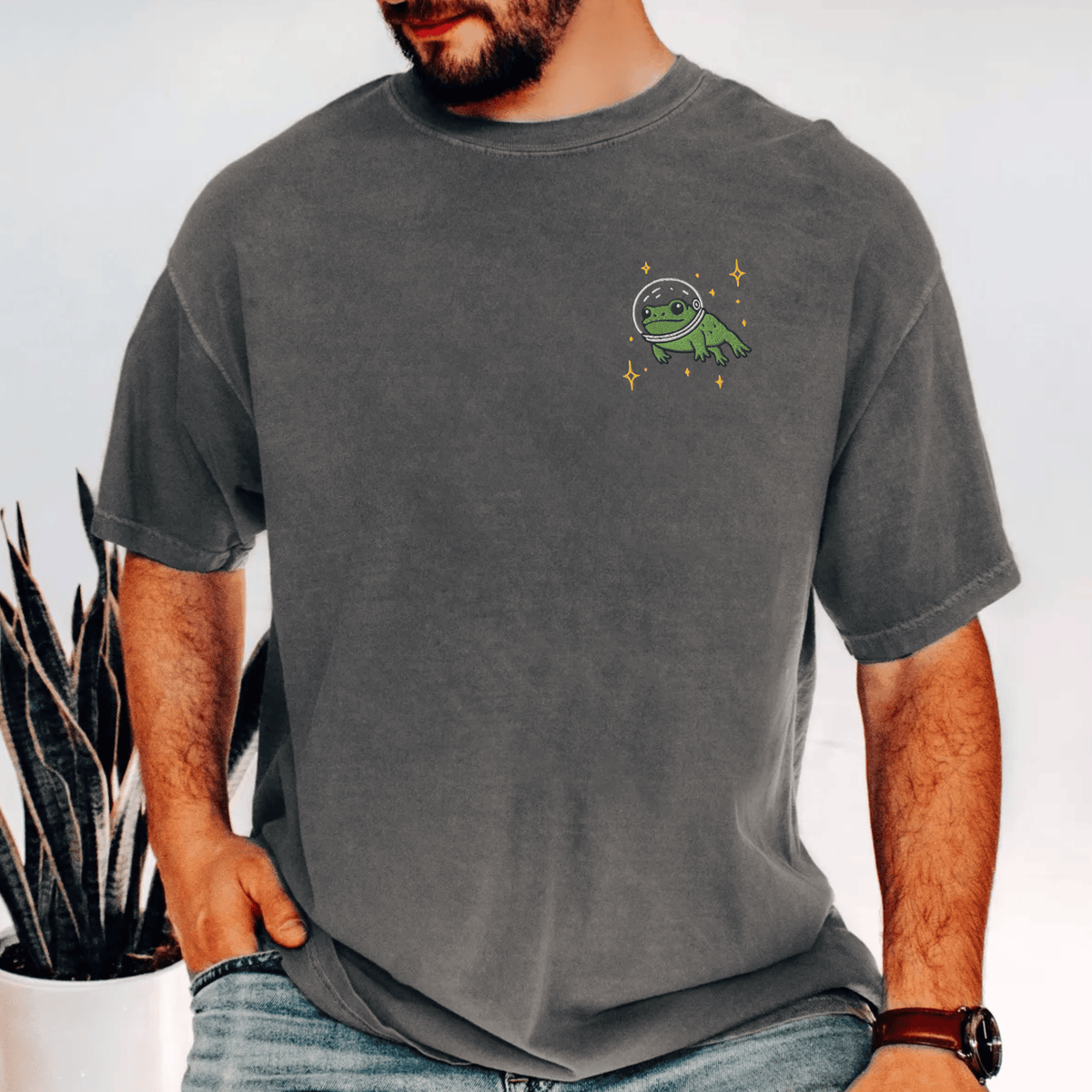 Pine Spice Books Space Frog Embroidered T-Shirt Space Frog Embroidered T-Shirt