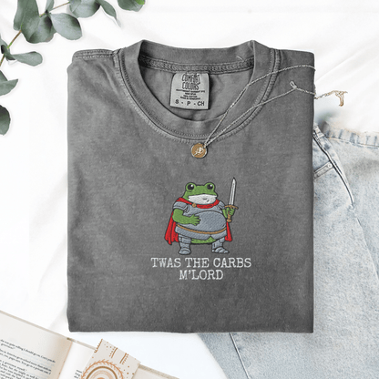 Pine Spice Books Twas The Carbs M'lord Embroidered Frog Shirt Twas The Carbs M'lord Embroidered Frog Shirt