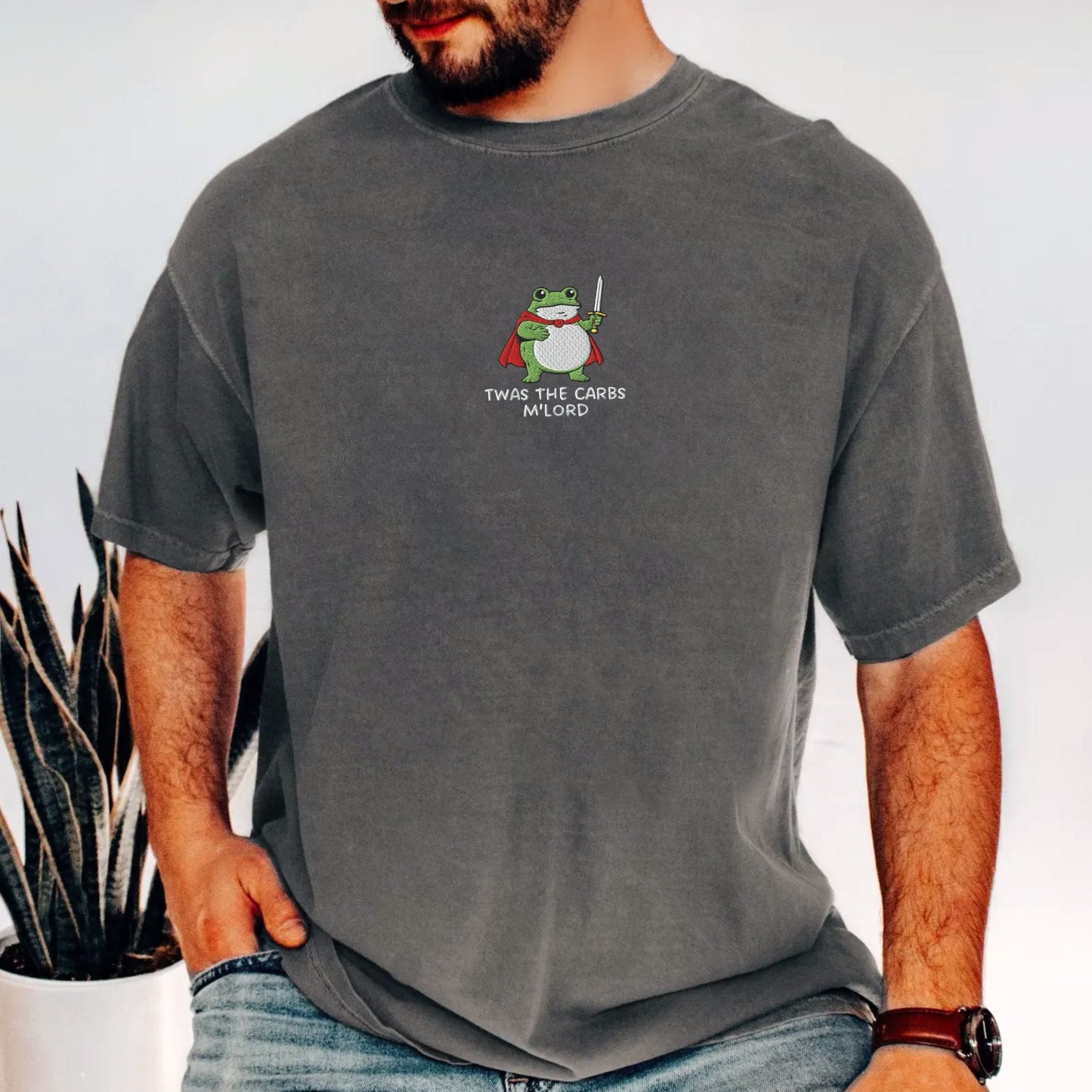 Pine Spice Books Twas The Carbs M'Lord Frog Shirt Embroidered Comfort Colors 1717 T-Shirt Twas The Carbs M'Lord Frog Shirt Embroidered Comfort Colors 1717 T-Shirt