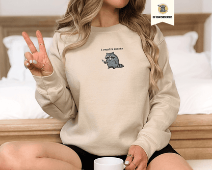 Pine Spice Books I Require Snacks Raccoon Sweatshirt I Require Snacks Raccoon Sweatshirt