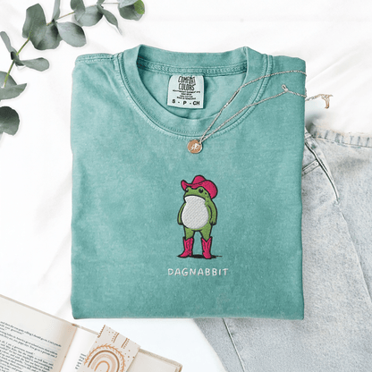 Pine Spice Books Dagnabbit Cowboy Frog Embroidered T-Shirt Dagnabbit Cowboy Frog Embroidered T-Shirt