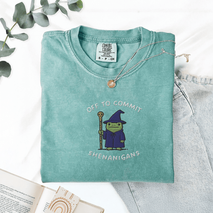 Pine Spice Books Wizard Frog Shirt Embroidered T-Shirt Wizard Frog Shirt Embroidered T-Shirt
