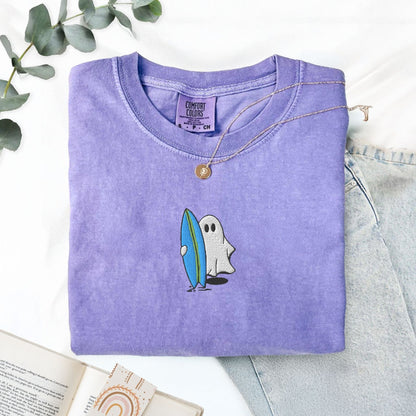 Pine Spice Books Surfing Ghost Embroidered T-Shirt Surfing Ghost Embroidered T-Shirt